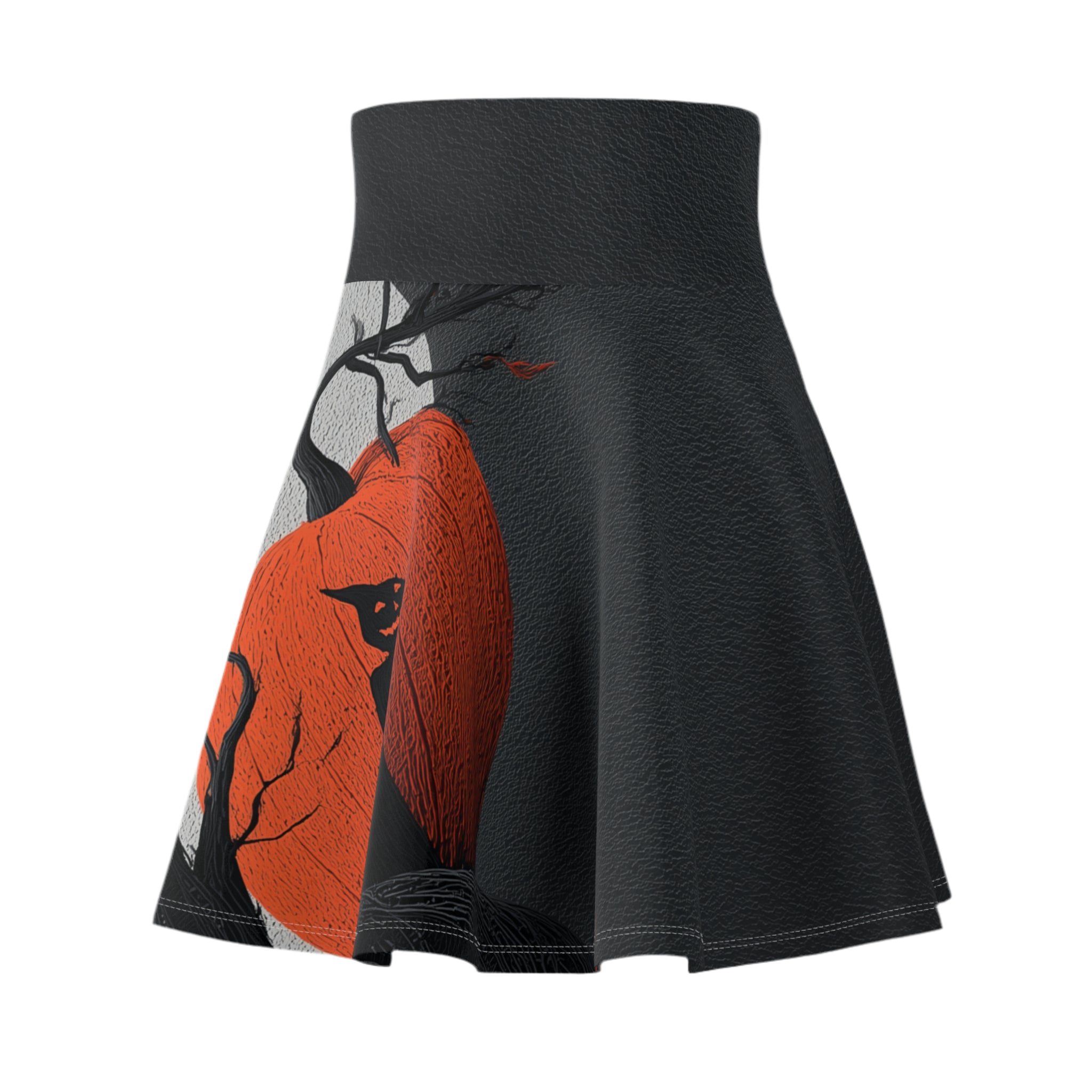 HALLOWEEN LIMITED EDITION Women's Skater Skirt "Pumpkin Shadow" - 🎃👻 Wicked Elegance No. 02 👻🎃