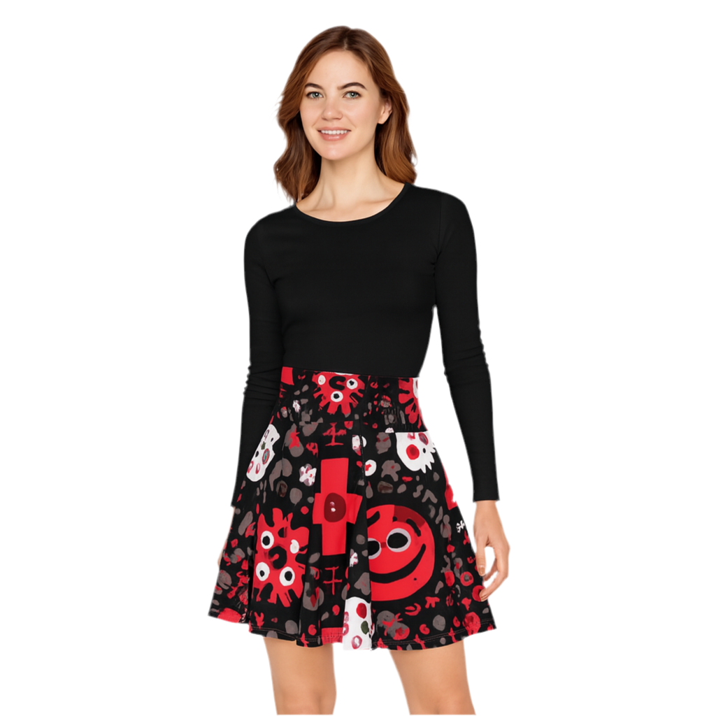 Maison Verne Halloween Ltd. Edition Women's Skater Skirt "Occult Patterns" - Wicked Elegance No. 75