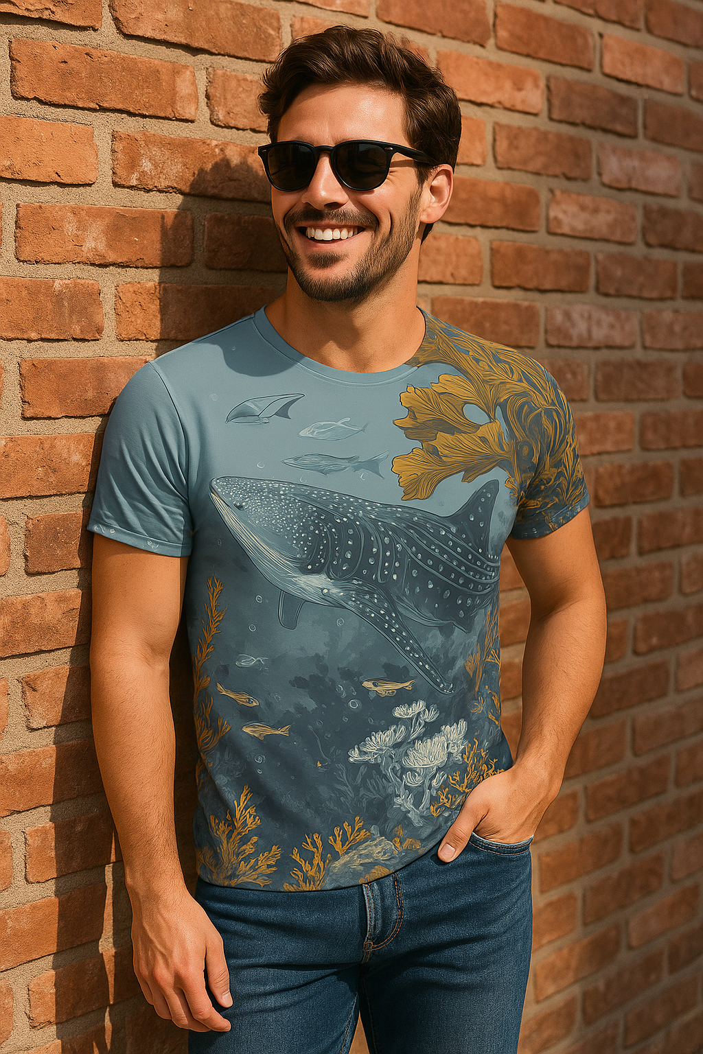 Men's T-Shirt "Whale Garden" - Opal Depths No. 14