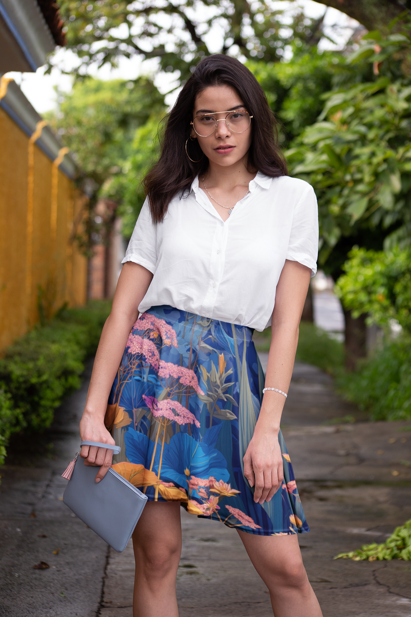 Skater skirt "Nocturnal Bloom" - Cosmic Botanicals No. 57