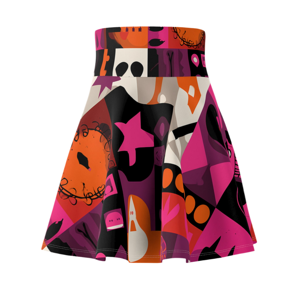 Maison Verne Halloween Ltd. Edition Women's Skater Skirt "Neon Macabre" - 🎃👻 Wicked Elegance No. 76 👻🎃