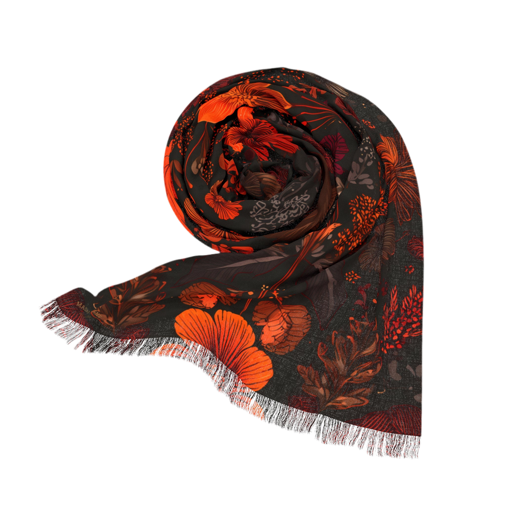 Lightweight scarf "Floral Reverie" - Golden Autumn No. 60