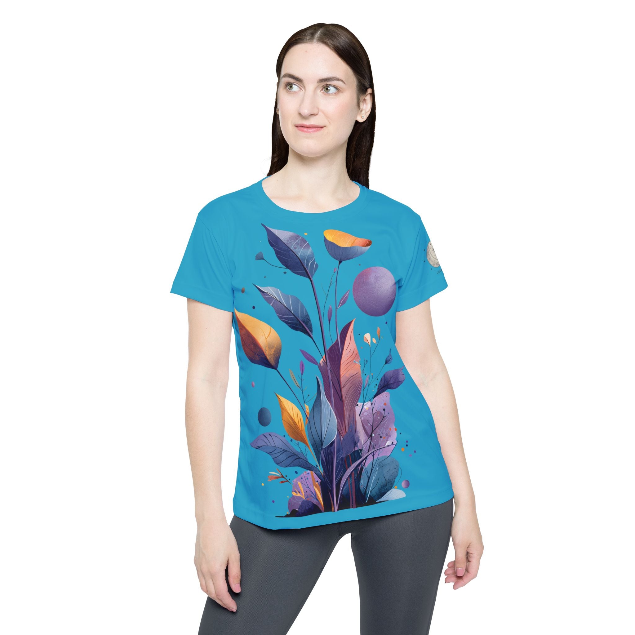 Damen T-shirt "Celestial Bloom" - Cosmic Botanicals No. 30 (türkis)