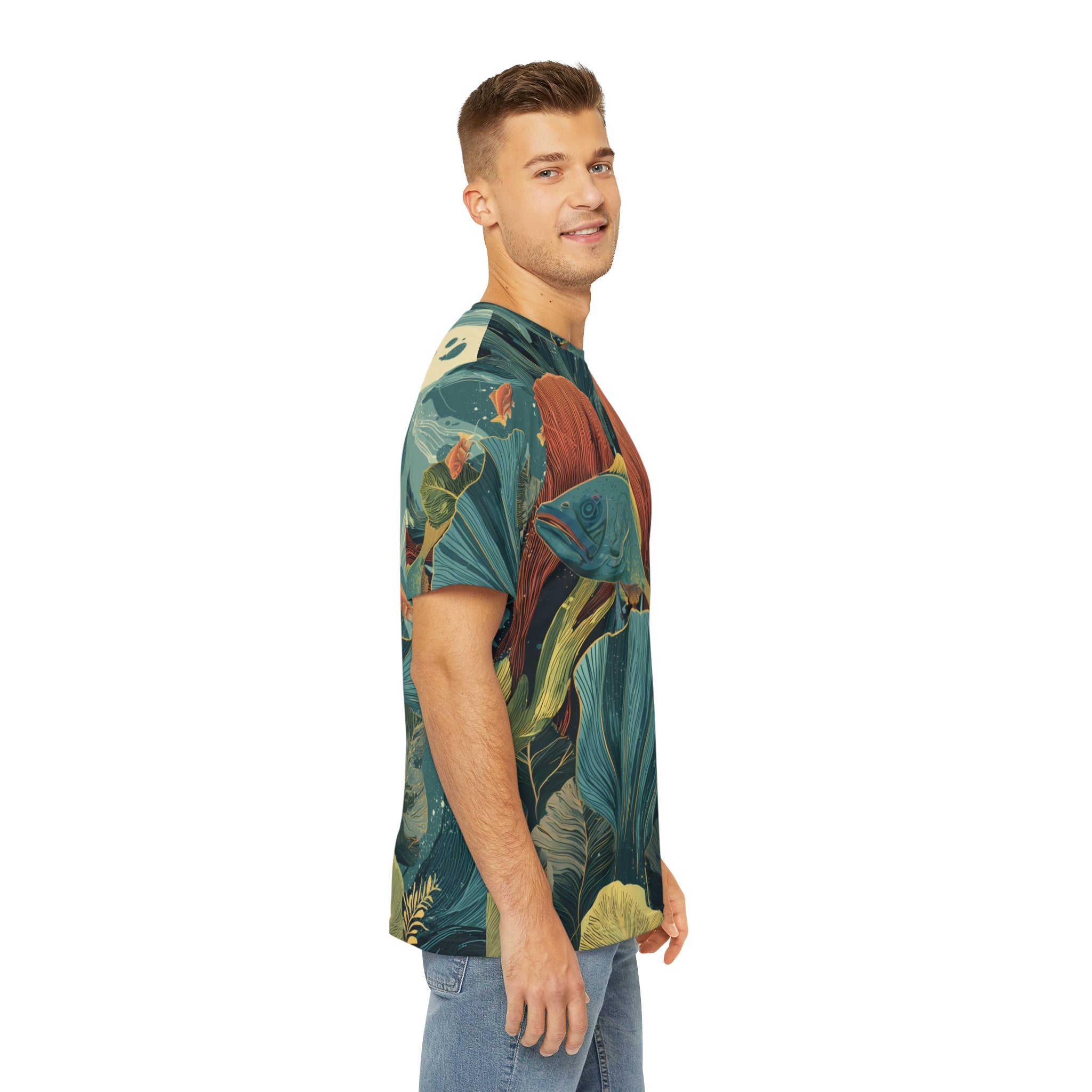 Men's Shirt "Verdant Currents", Cosmic Botanicals No. 65