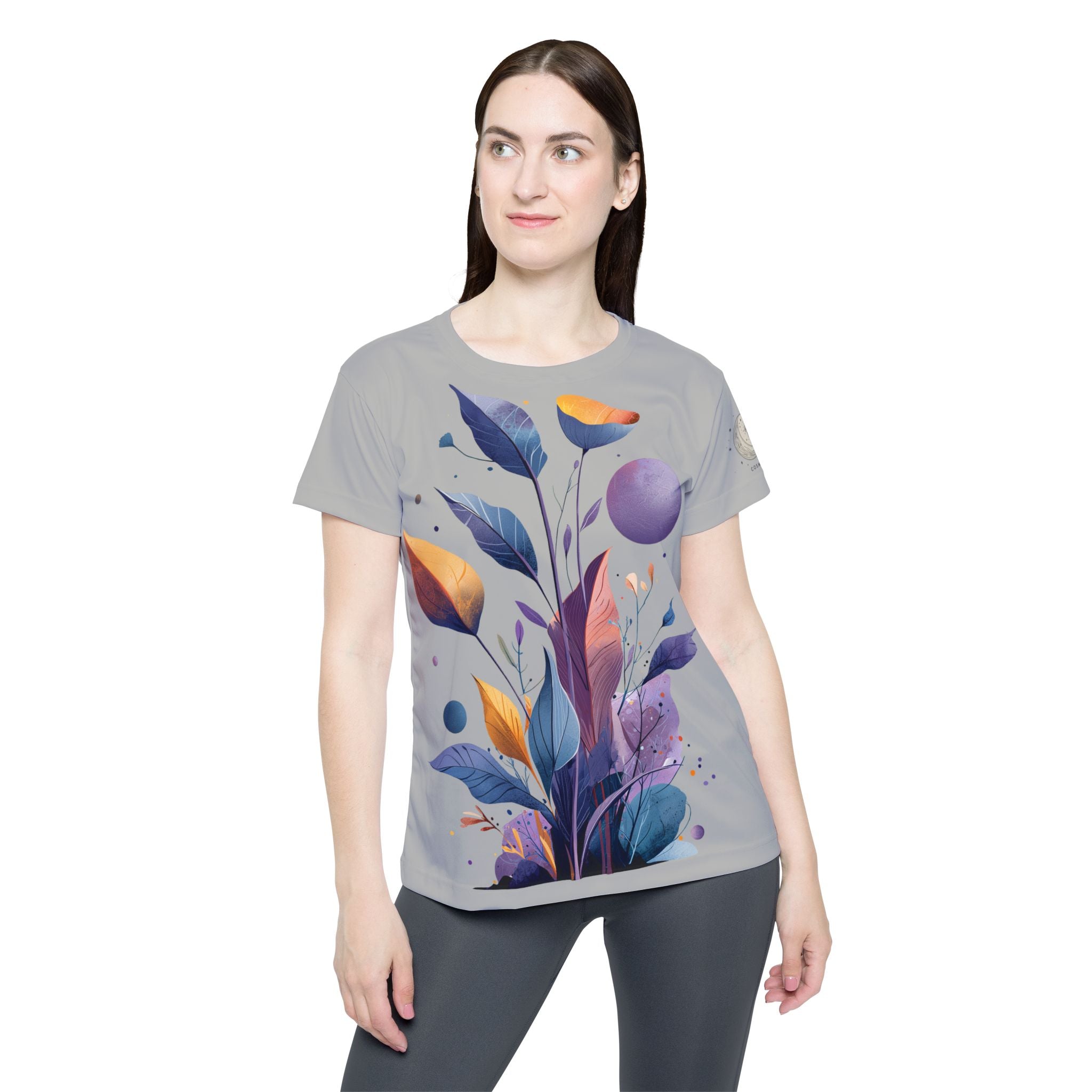 Damen T-shirt "Celestial Bloom" - Cosmic Botanicals No. 30 (silbergrau)