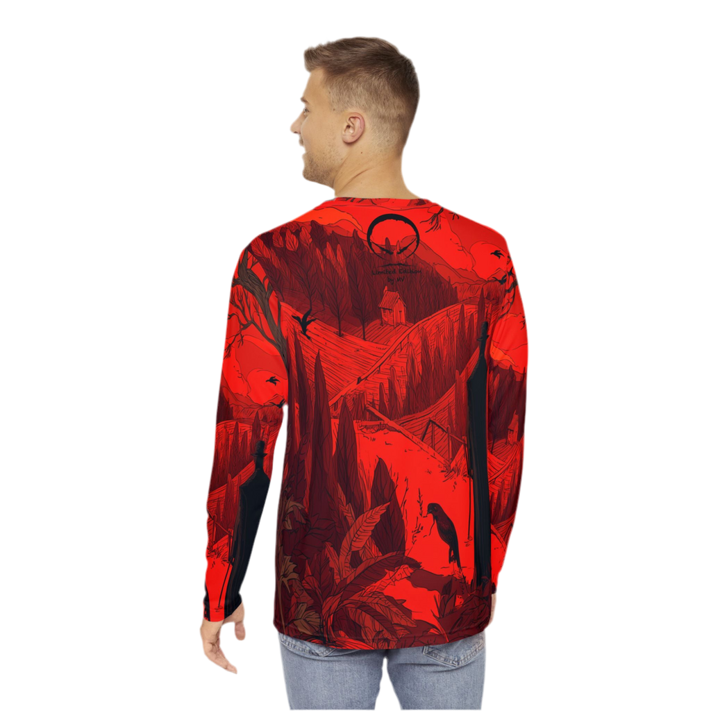Maison Verne Halloween Ltd. Edition Plus Size Männer Long Sleeve Shirt "Crimson Harvest" - 🎃👻 Wicked Elegance No. 15 👻🎃