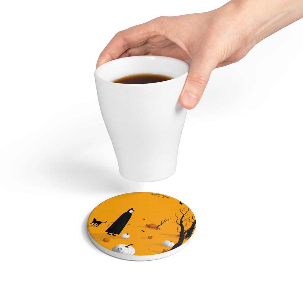 HALLOWEEN LIMITED EDITION Ceramic Coaster "Silent Harvest" - 🎃👻 Wicked Elegance No. 11 👻🎃