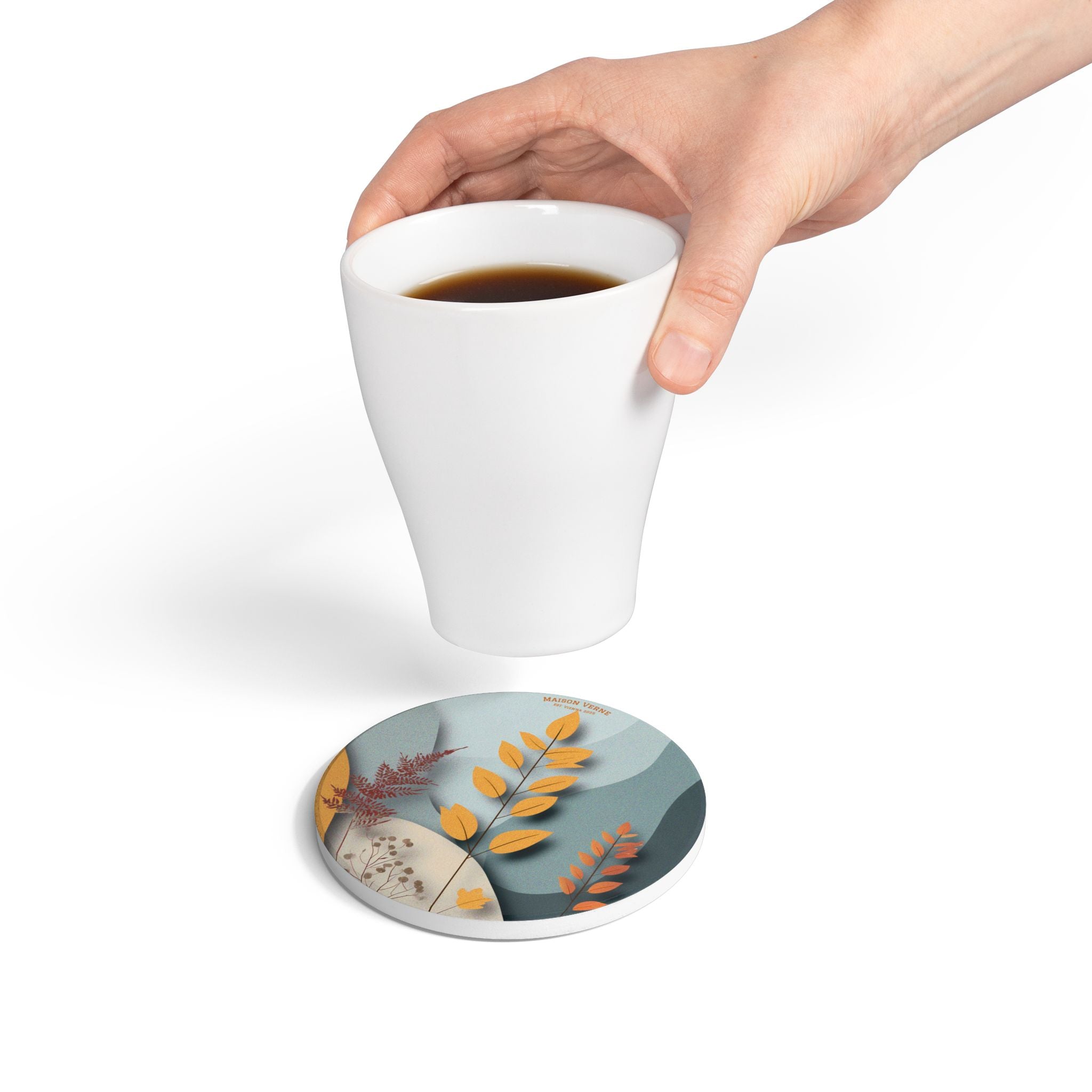 Ceramic Coaster "Whispering Leaves" - Golden Autumn No. 16