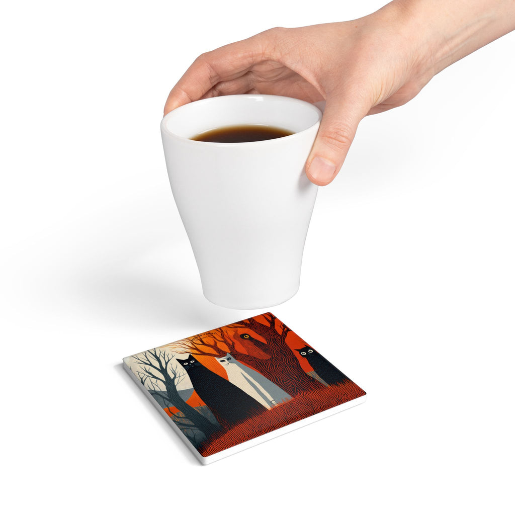 HALLOWEEN LIMITED EDITION ceramic coaster "Silent Guardians" - 🎃👻 Wicked Elegance No. 45 👻🎃