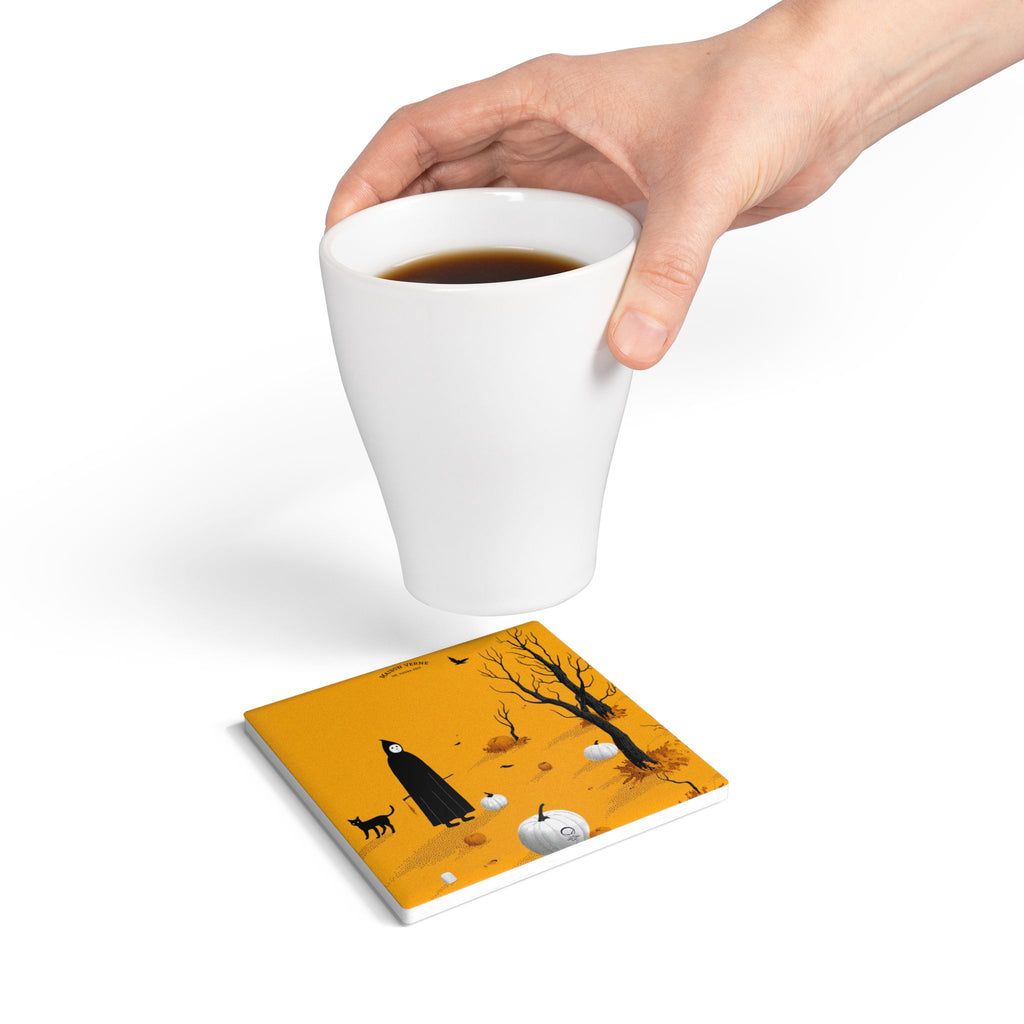 HALLOWEEN LIMITED EDITION Ceramic Coaster "Silent Harvest" - 🎃👻 Wicked Elegance No. 11 👻🎃