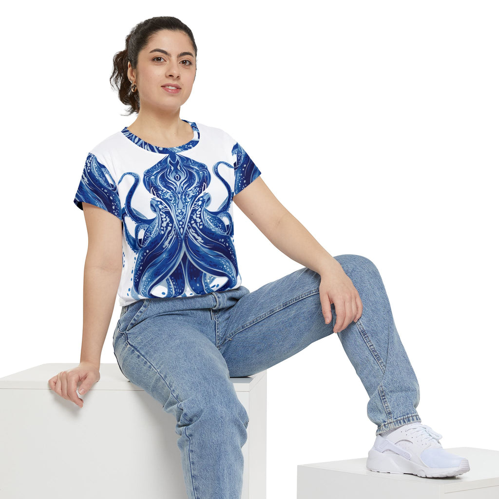Women's Shirt "Deep Blue Bloom" - Opal Depths No. 32