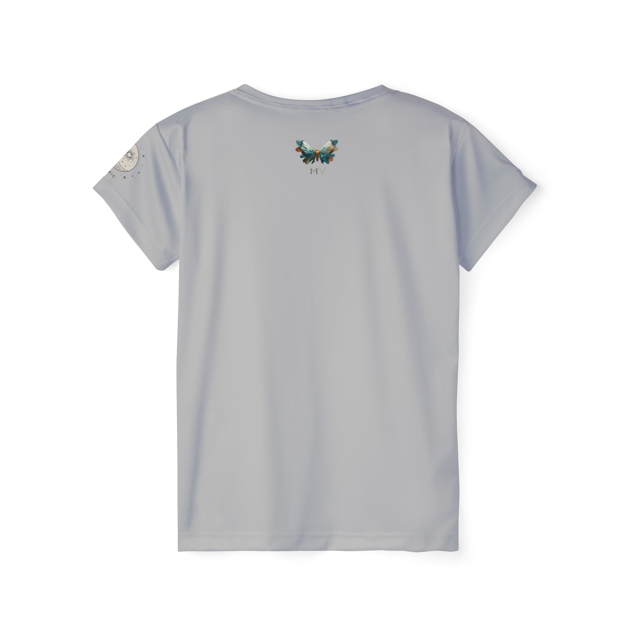 Plus Size Damen T-shirt "Celestial Bloom" - Cosmic Botanicals No. 30 (silbergrau)