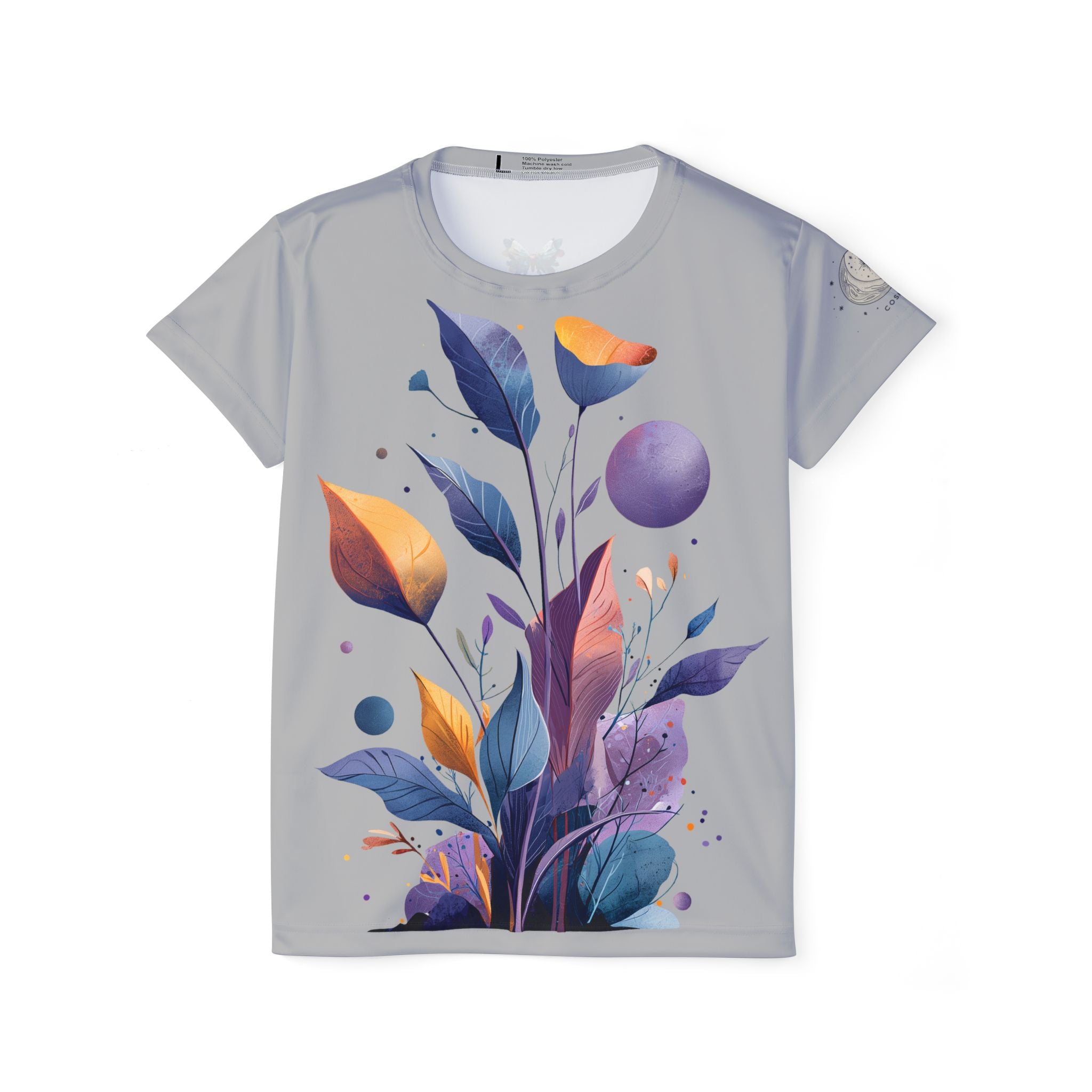 Plus Size Damen T-shirt "Celestial Bloom" - Cosmic Botanicals No. 30 (silbergrau)