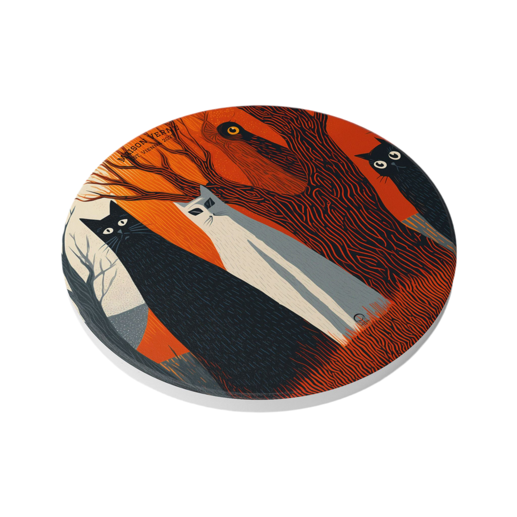 HALLOWEEN LIMITED EDITION ceramic coaster "Silent Guardians" - 🎃👻 Wicked Elegance No. 45 👻🎃