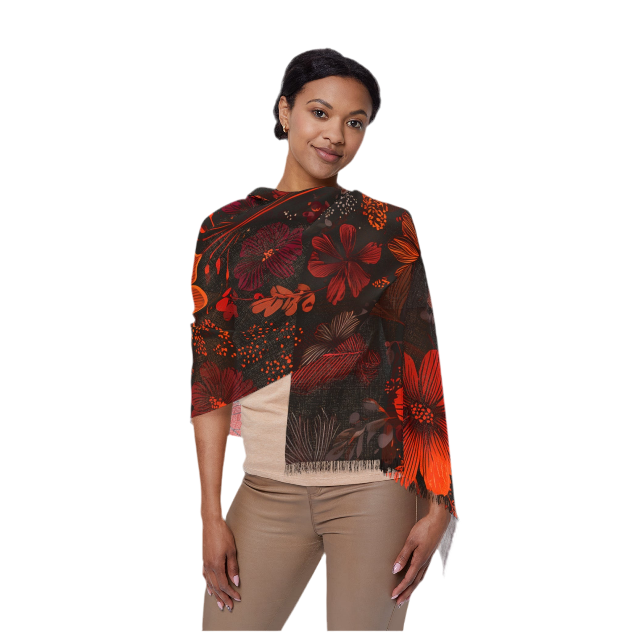 Lightweight scarf "Floral Reverie" - Golden Autumn No. 60