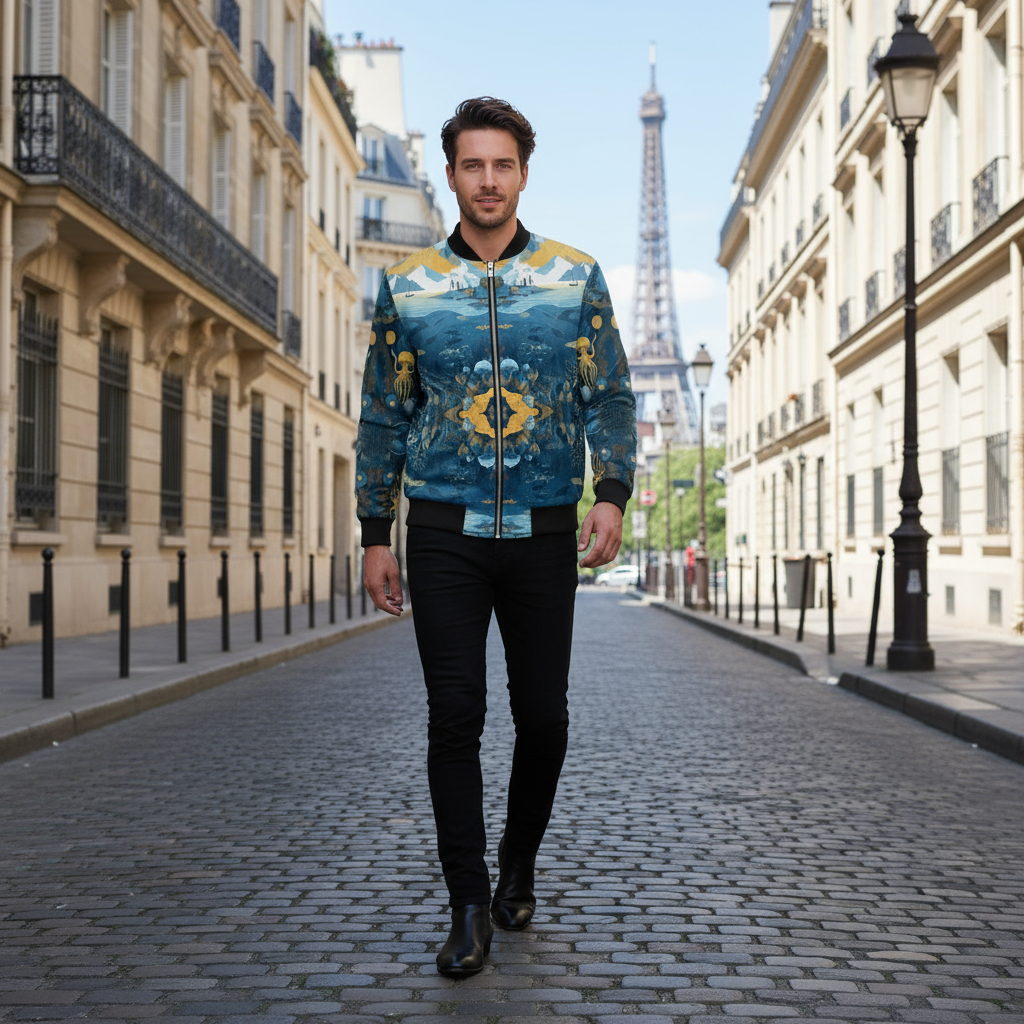 MV Couture Wende-Bomberjacke für Herren aus Seide - Wearable Art by Maison Verne