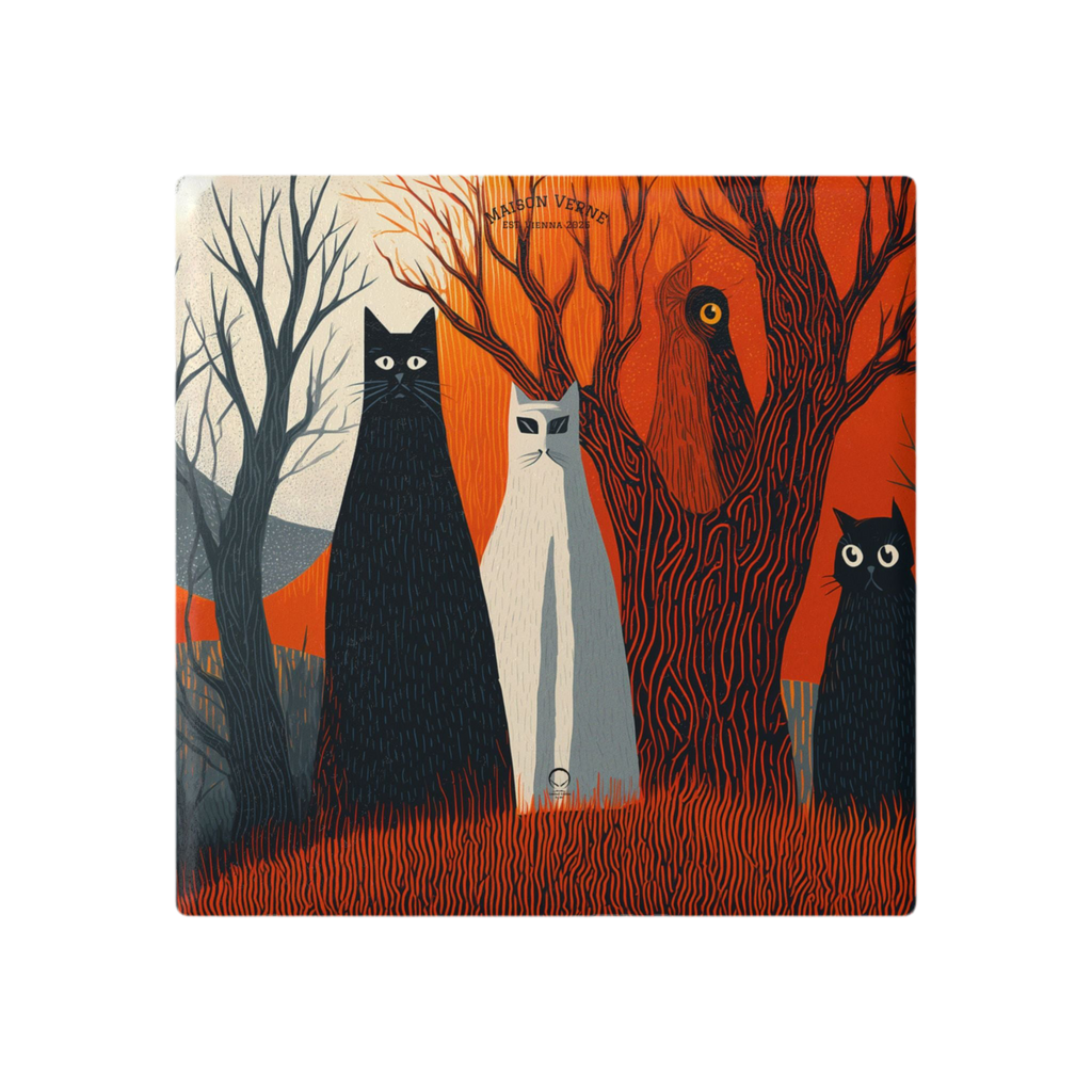 HALLOWEEN LIMITED EDITION ceramic coaster "Silent Guardians" - 🎃👻 Wicked Elegance No. 45 👻🎃