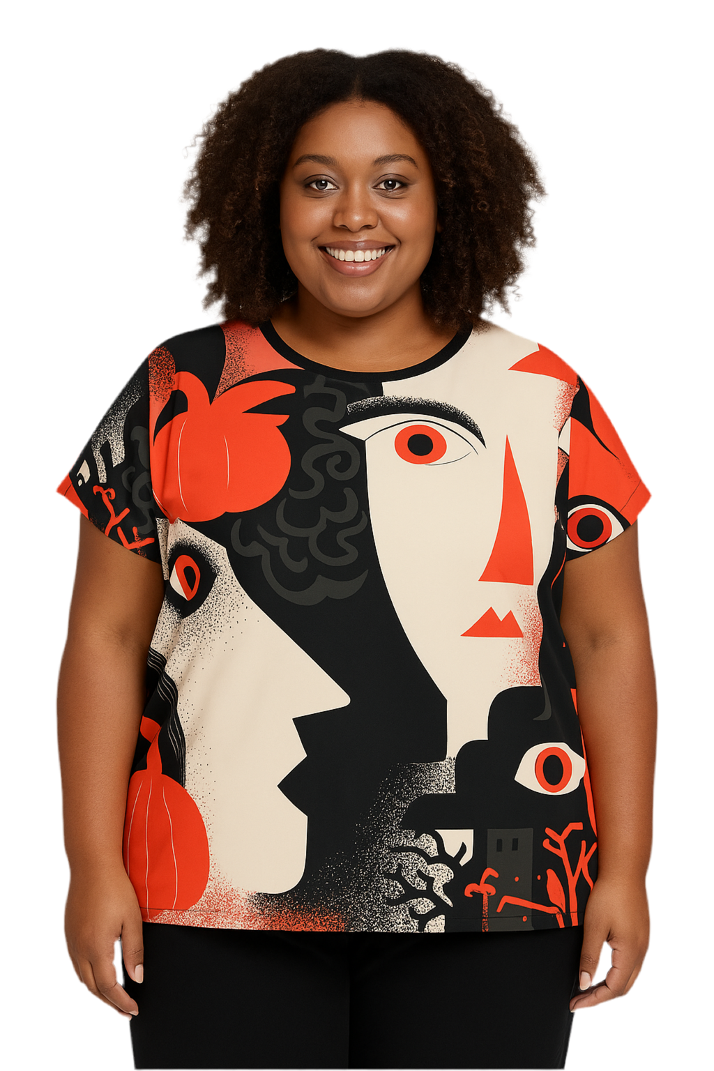 Maison Verne Halloween Ltd. Edition Plus Size Damen Shirt "Haunted Gazes" - 🎃👻 Wicked Elegance No. 63 👻🎃