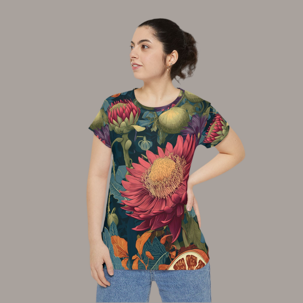Maison Verne Damen Shirt "Crimson Crown" - Cosmic Botanicals No. 76