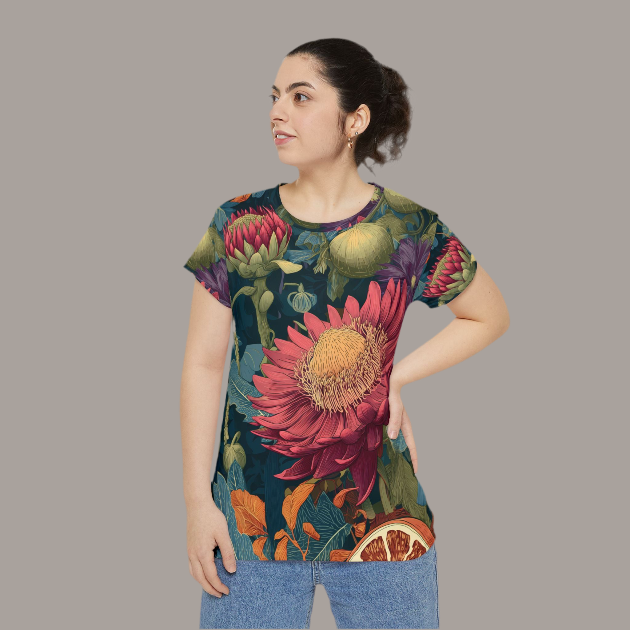 Maison Verne Damen Shirt "Crimson Crown" - Cosmic Botanicals No. 76