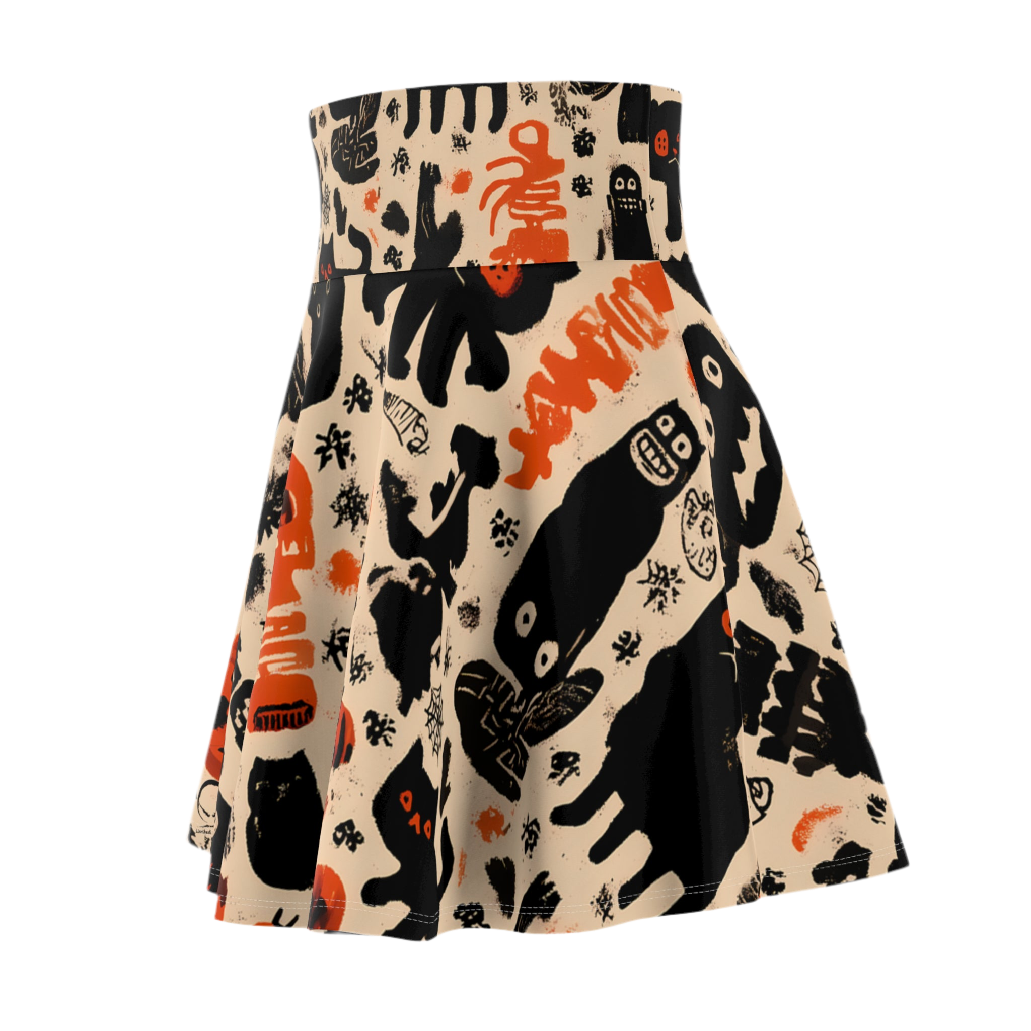 Maison Verne Halloween Ltd. Edition Women's Skater Skirt "Pumpkin Parade" - 🎃👻 Wicked Elegance No. 77 👻🎃