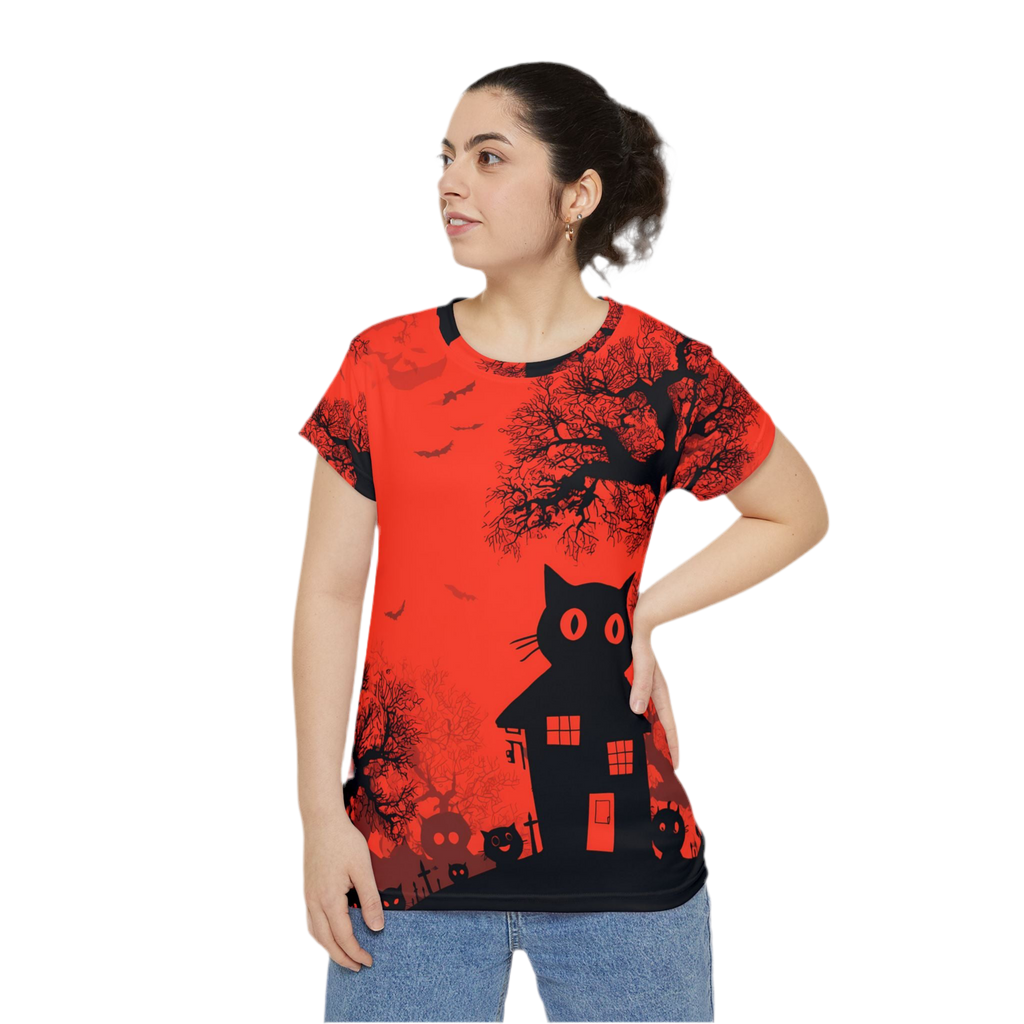 Maison Verne Halloween Ltd. Edition Damen Shirt "Midnight Cats" - 🎃👻 Wicked Elegance No. 55 👻🎃