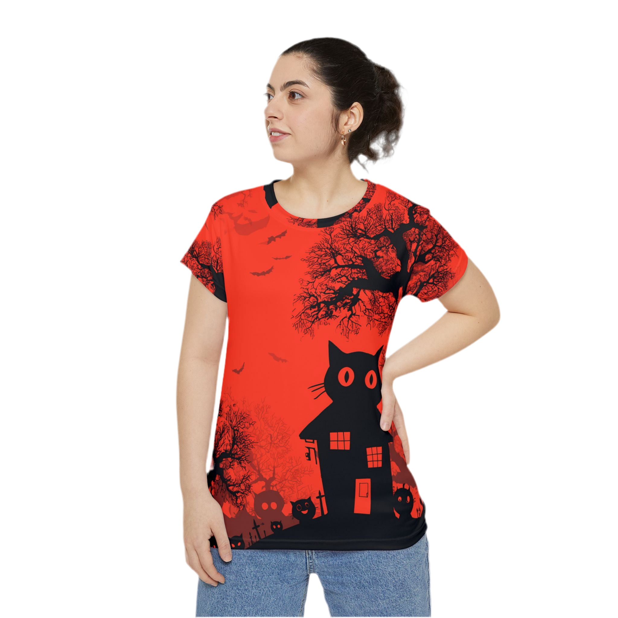 Maison Verne Halloween Ltd. Edition Damen Shirt "Midnight Cats" - 🎃👻 Wicked Elegance No. 55 👻🎃