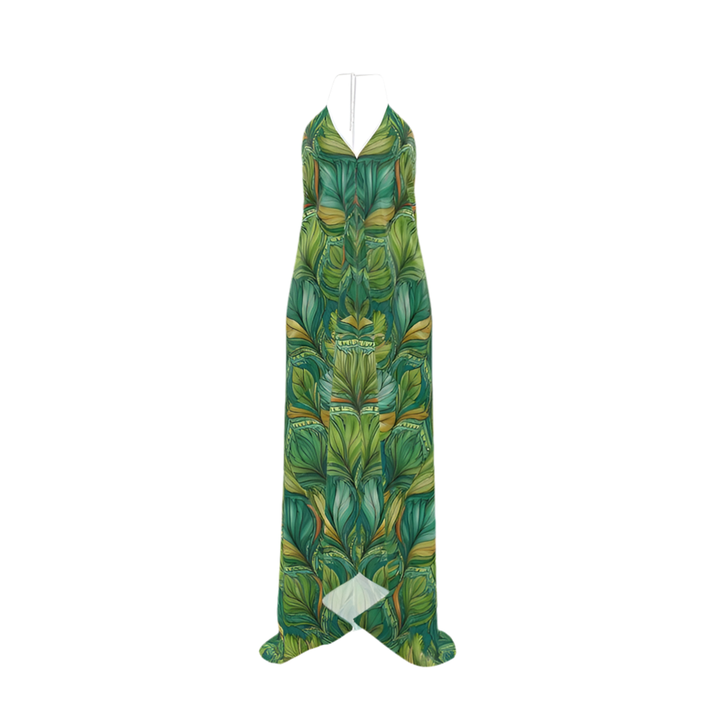 MV Couture Maßgefertigtes rückenfreies Neckholder-Kleid aus reiner Seide - Wearable Art