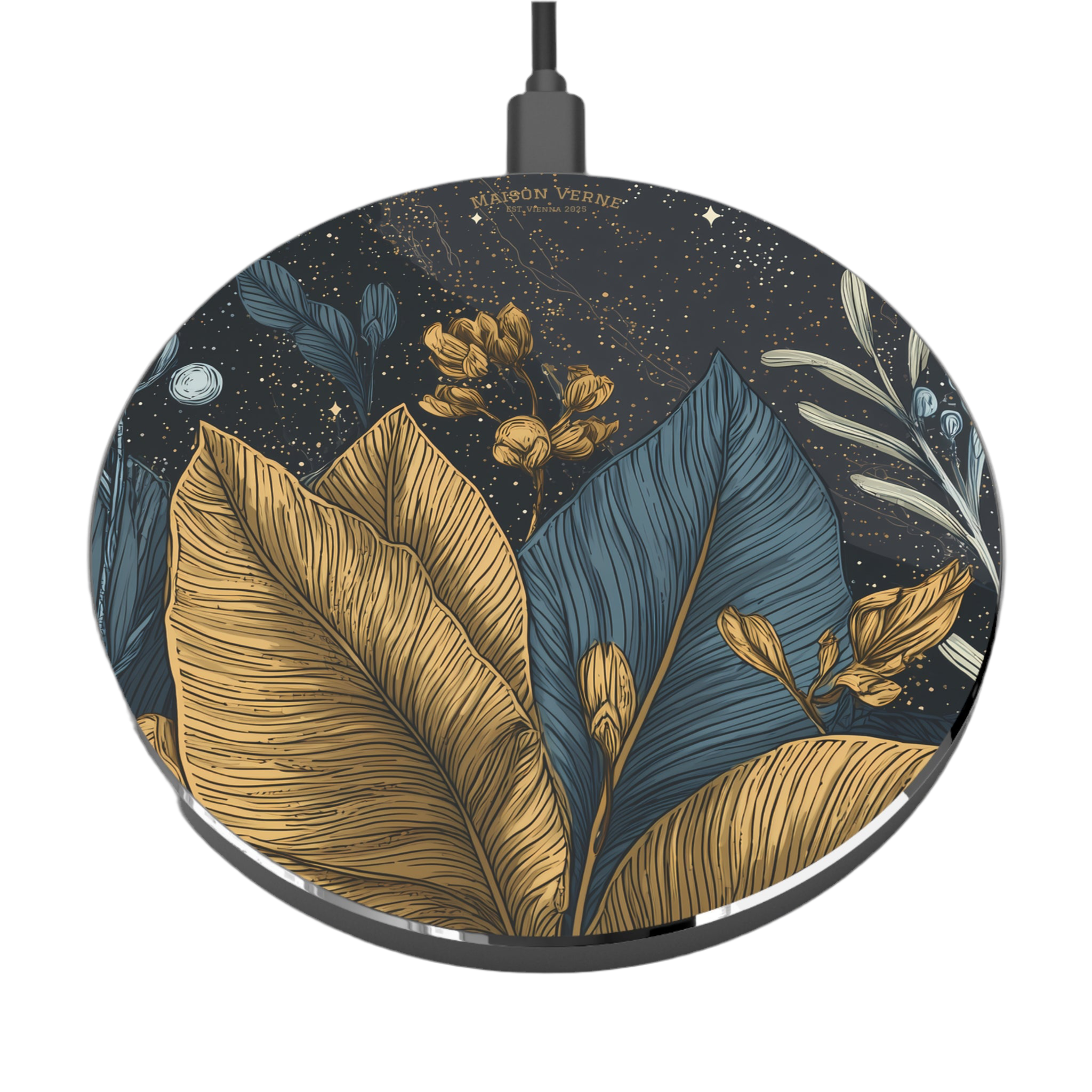 Maison Verne Wireless Charger "Golden Orbit" - Cosmic Botanicals No. 93