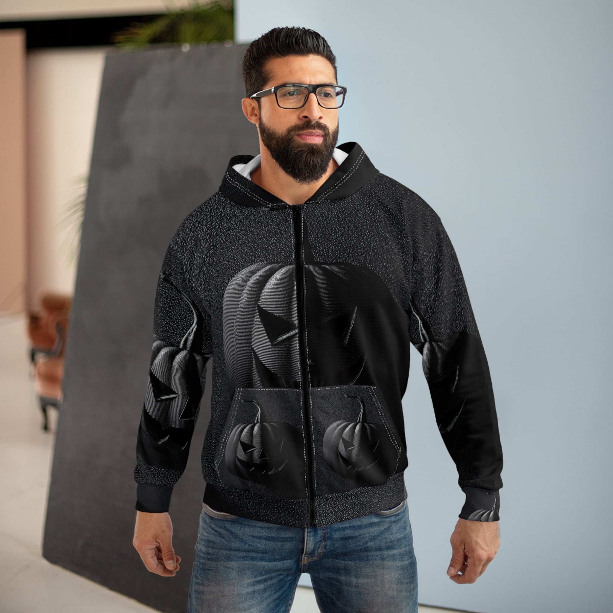 HALLOWEEN LIMITED EDITION Plus Size Männer Zip Hoodie - Wicked Elegance No. 08