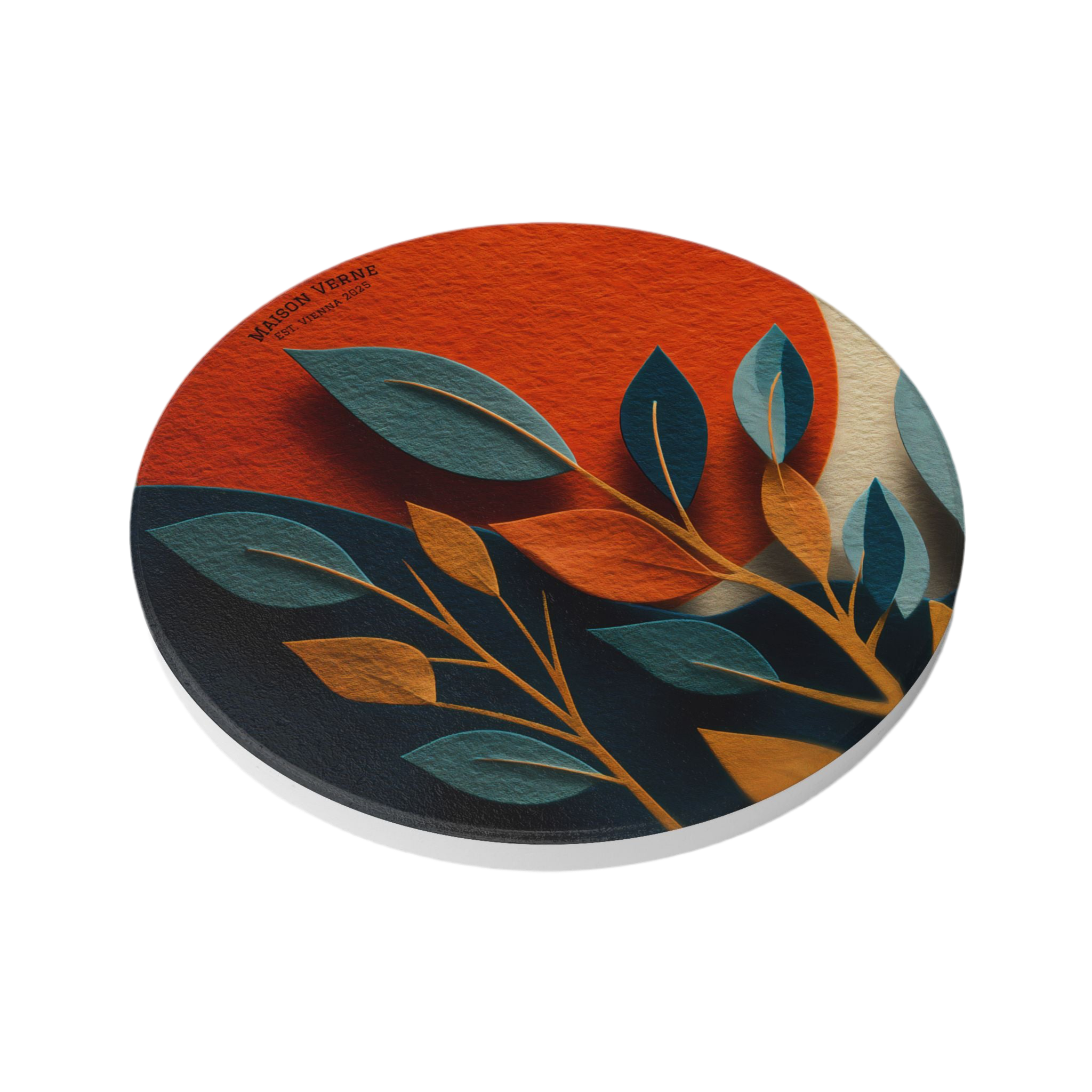 Ceramic coaster "Sunlit Leaves" - Golden Autumn No. 48