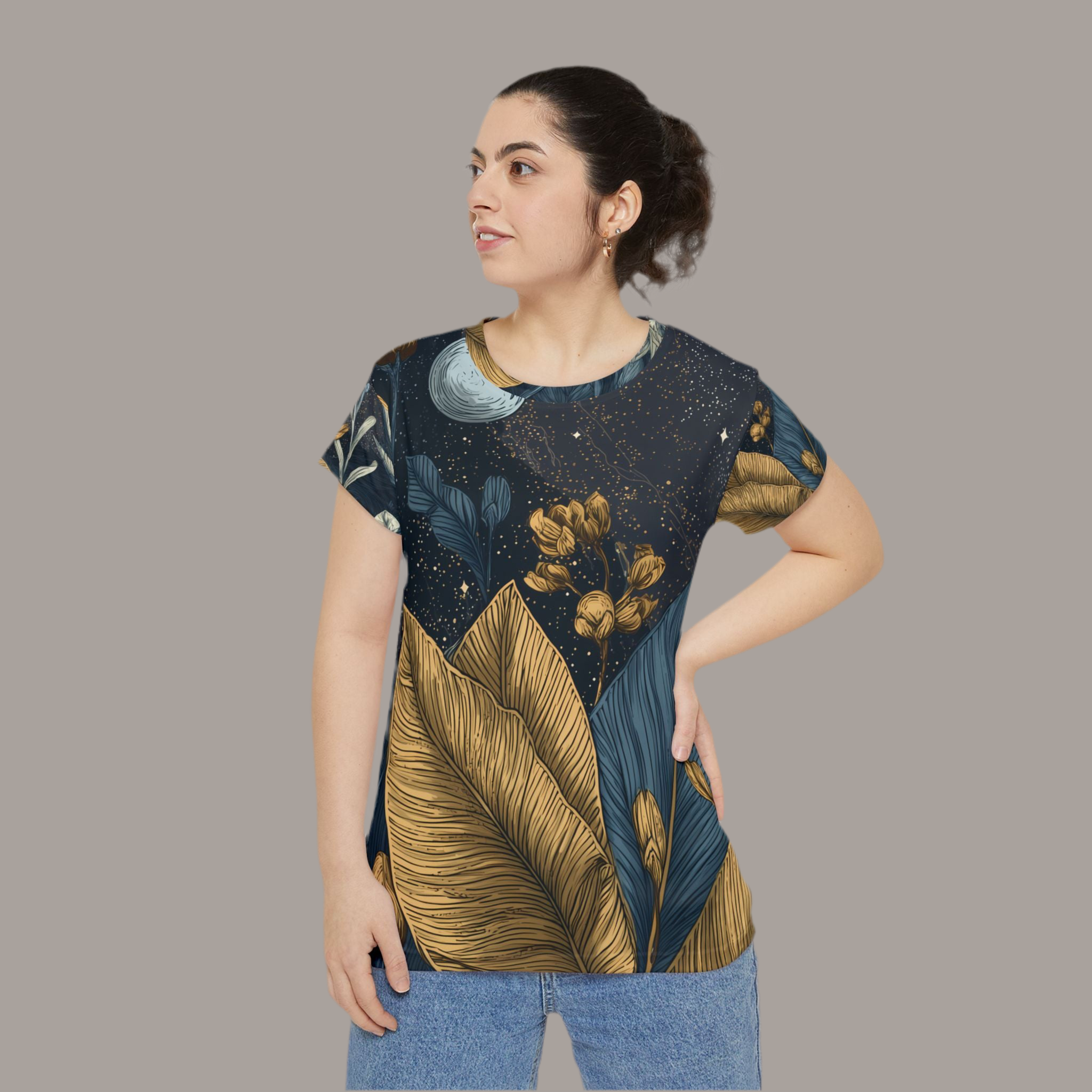 Maison Verne Damen Shirt "Golden Orbit" - Cosmic Botanicals No. 93
