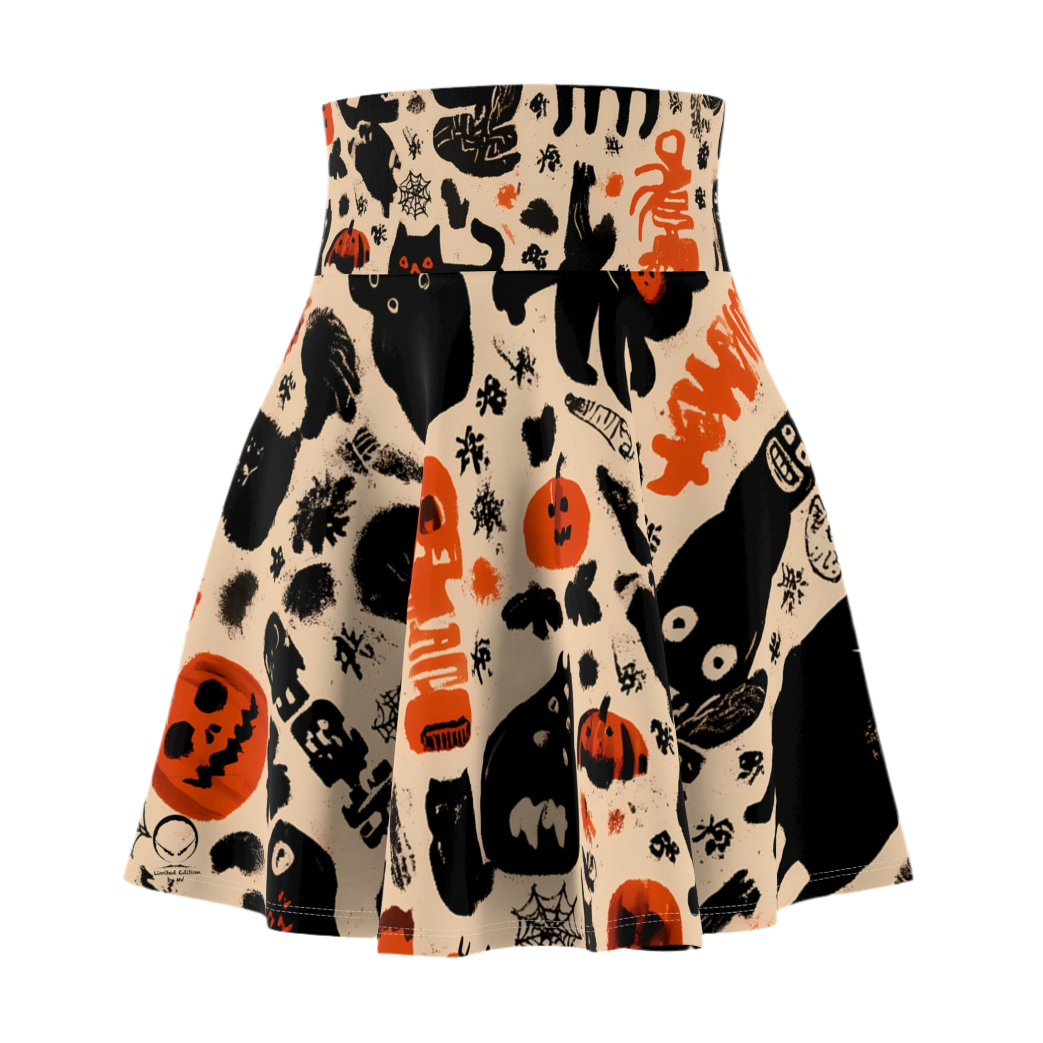 Maison Verne Halloween Ltd. Edition Women's Skater Skirt "Pumpkin Parade" - 🎃👻 Wicked Elegance No. 77 👻🎃