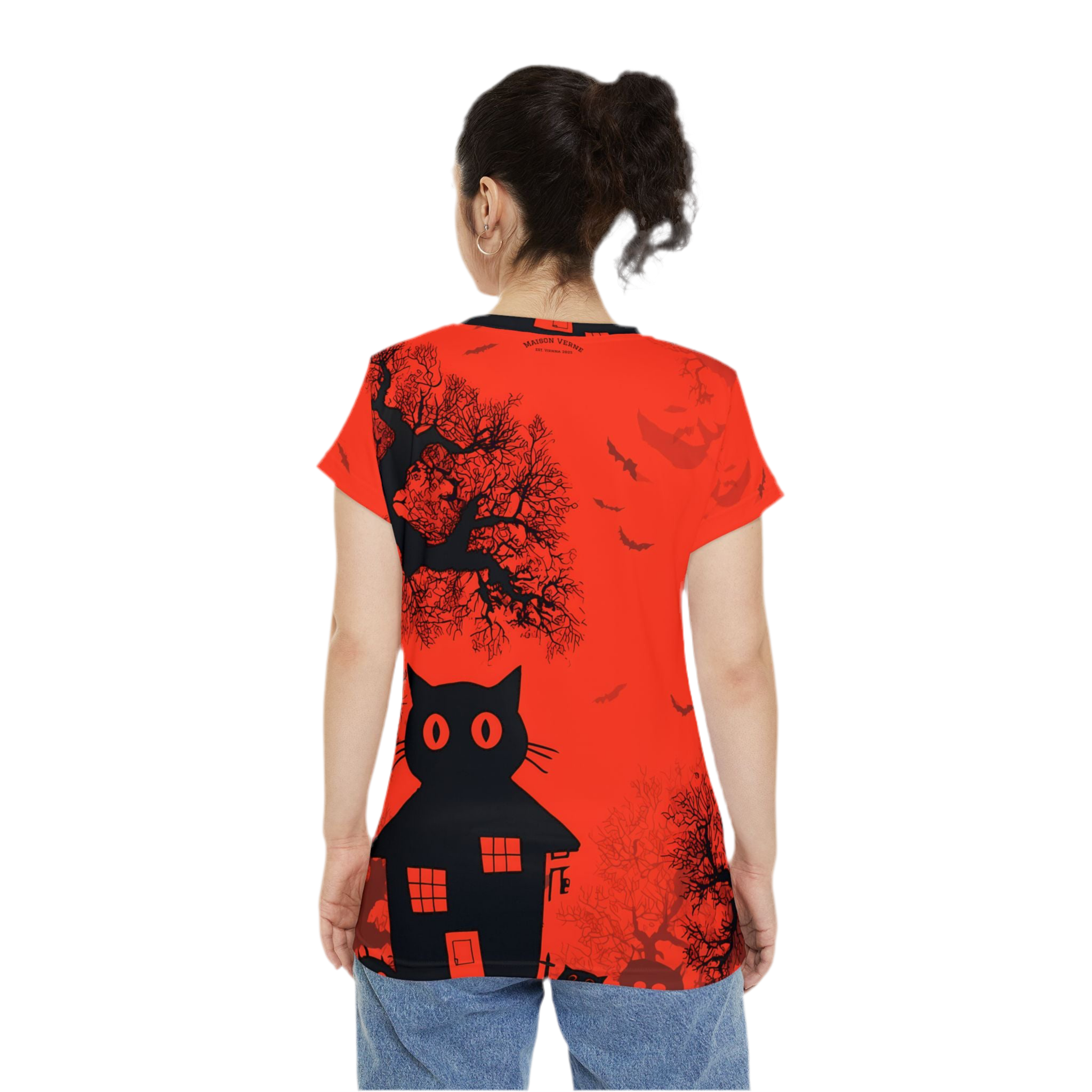 Maison Verne Halloween Ltd. Edition Damen Shirt "Midnight Cats" - 🎃👻 Wicked Elegance No. 55 👻🎃