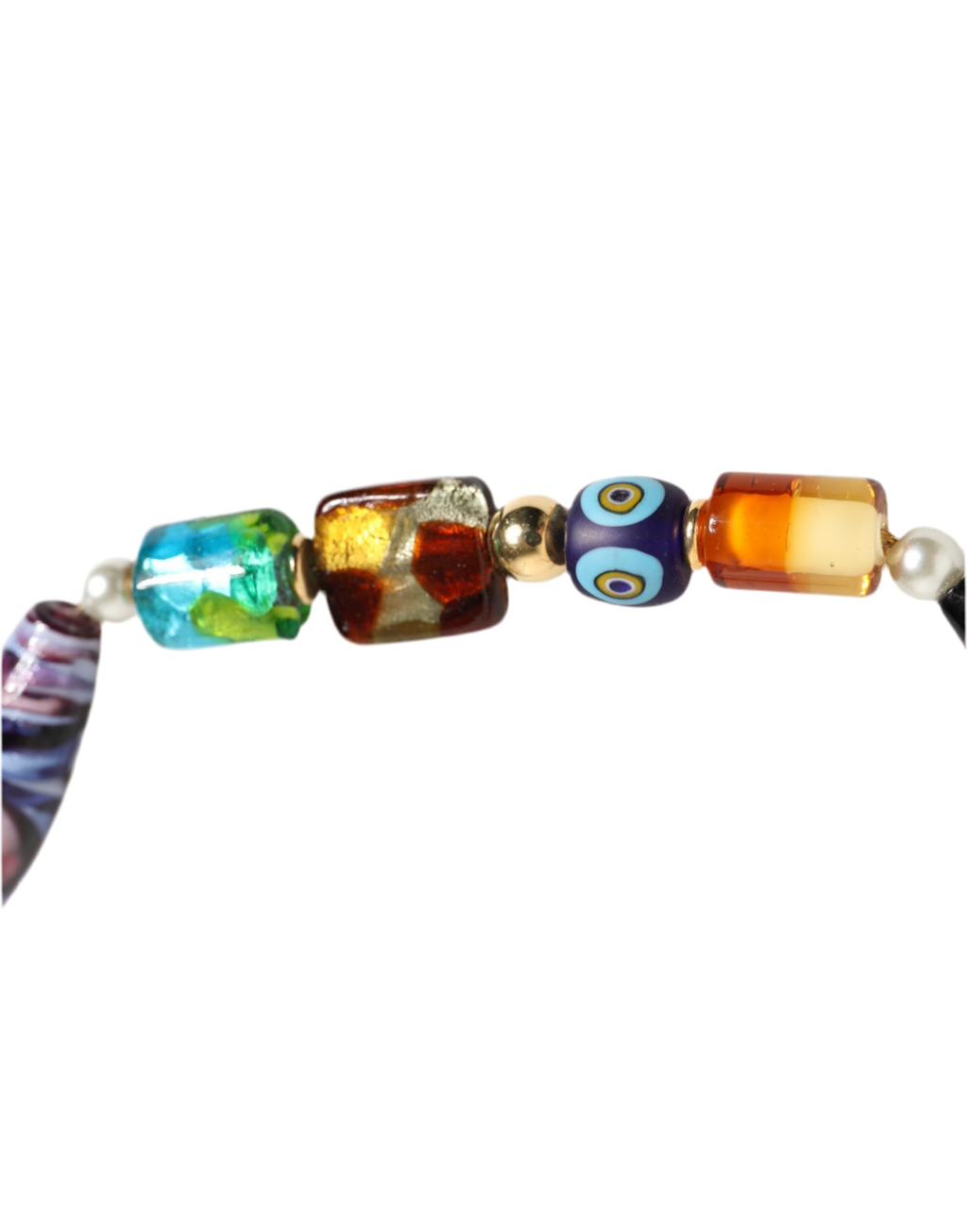 Dolce & Gabbana Multicolor Murano Glass Beads Brass Women Jewelry Necklace