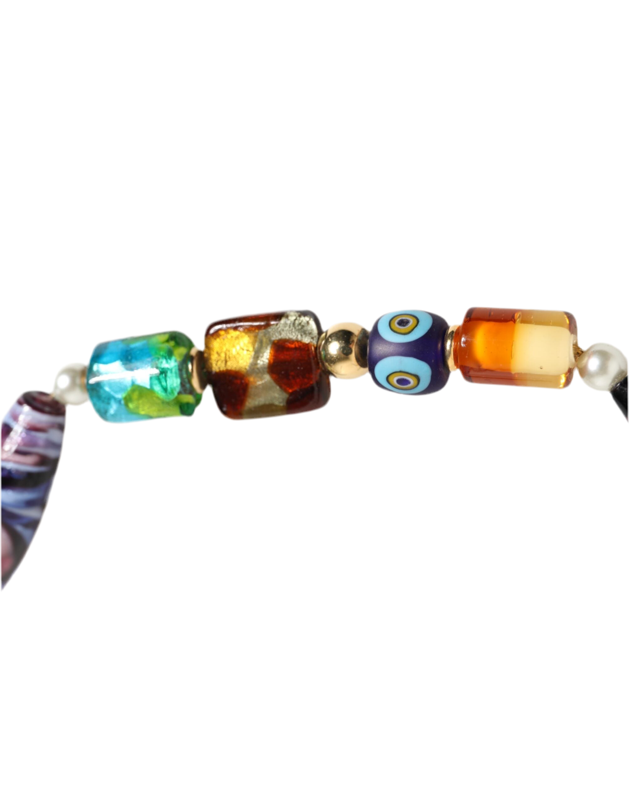 Dolce & Gabbana Multicolor Murano Glass Beads Brass Women Jewelry Necklace