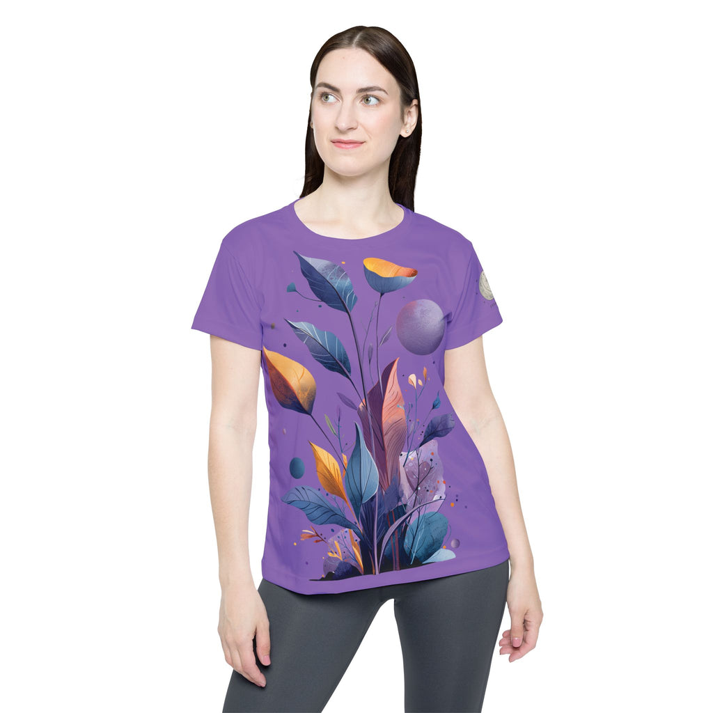 Women's T-shirt "Celestial Bloom" - Cosmic Botanicals No. 30 (purple)