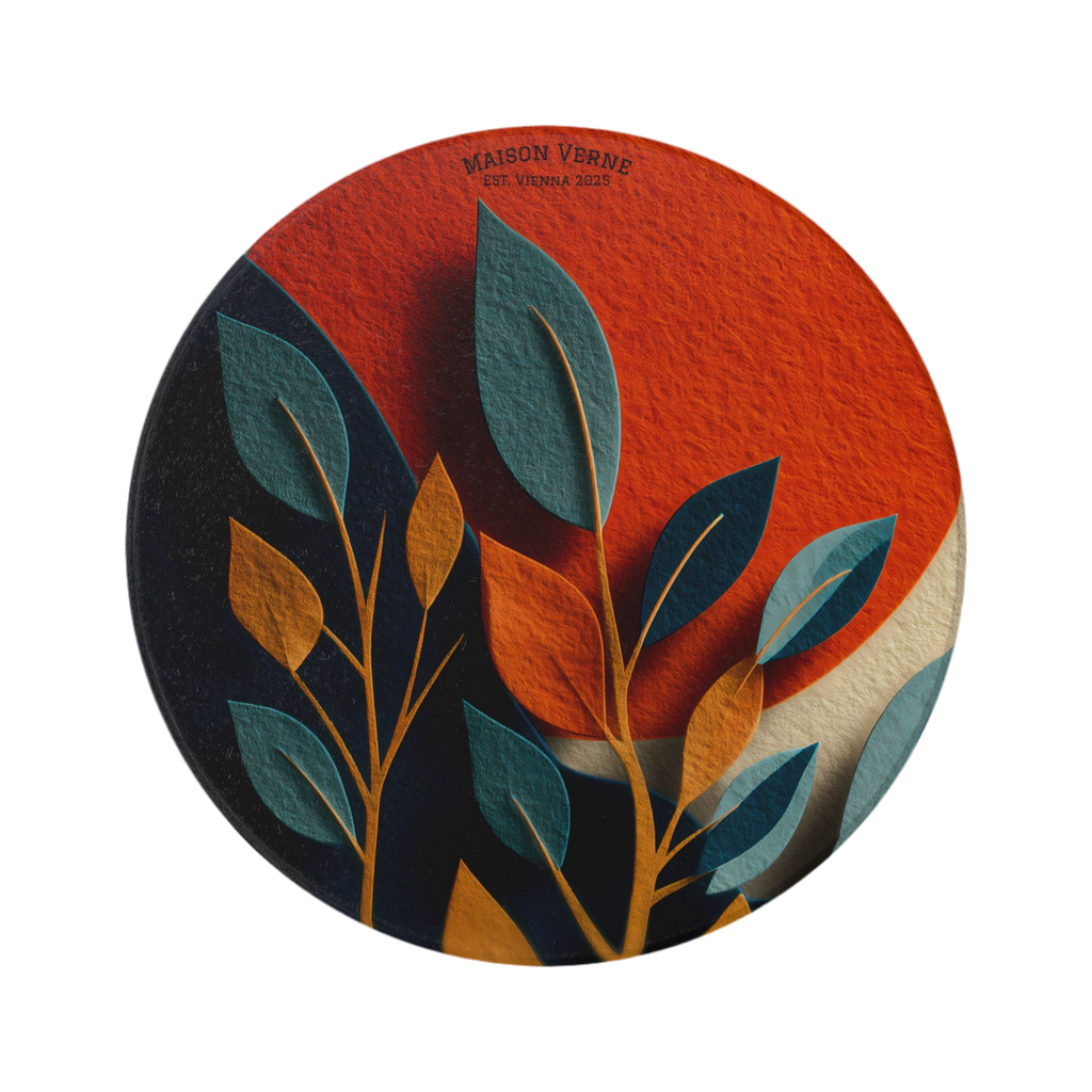 Ceramic coaster "Sunlit Leaves" - Golden Autumn No. 48