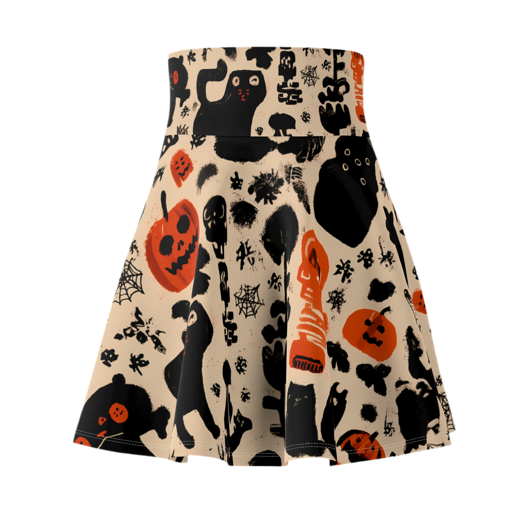 Maison Verne Halloween Ltd. Edition Women's Skater Skirt "Pumpkin Parade" - 🎃👻 Wicked Elegance No. 77 👻🎃
