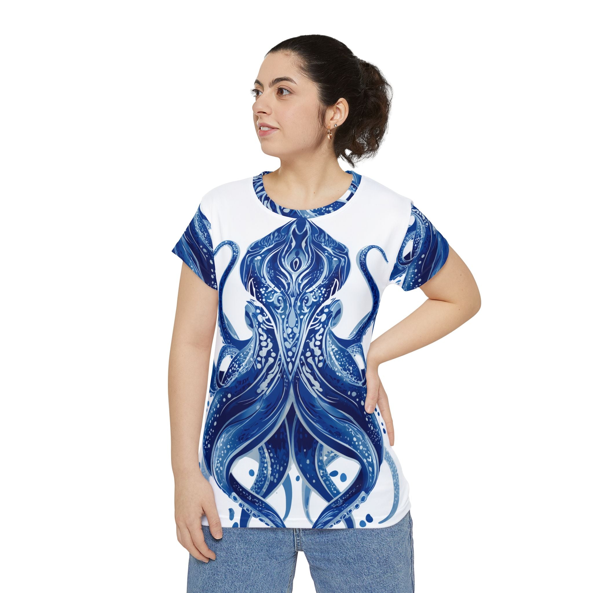 Women's Shirt "Deep Blue Bloom" - Opal Depths No. 32