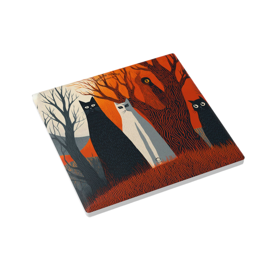 HALLOWEEN LIMITED EDITION ceramic coaster "Silent Guardians" - 🎃👻 Wicked Elegance No. 45 👻🎃