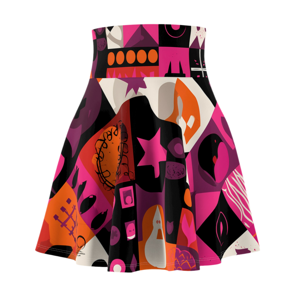 Maison Verne Halloween Ltd. Edition Women's Skater Skirt "Neon Macabre" - 🎃👻 Wicked Elegance No. 76 👻🎃