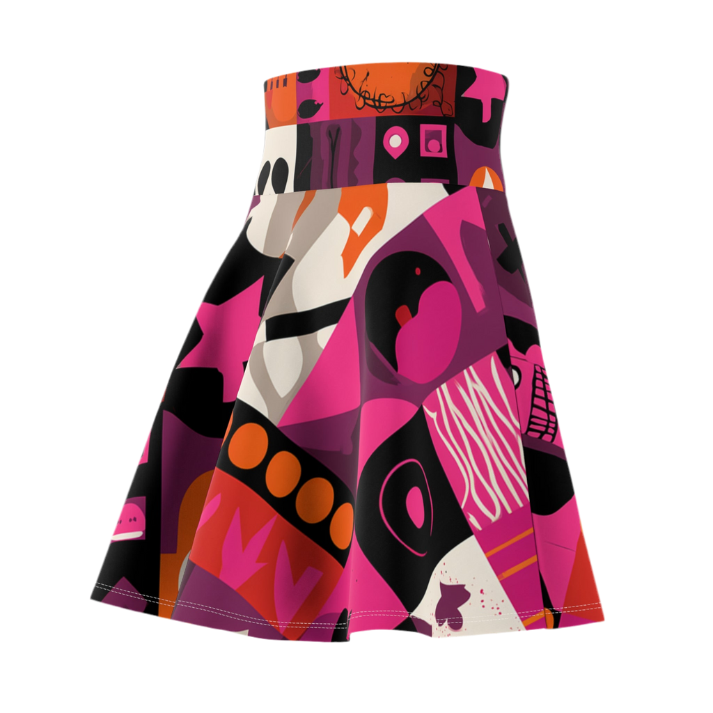Maison Verne Halloween Ltd. Edition Women's Skater Skirt "Neon Macabre" - 🎃👻 Wicked Elegance No. 76 👻🎃