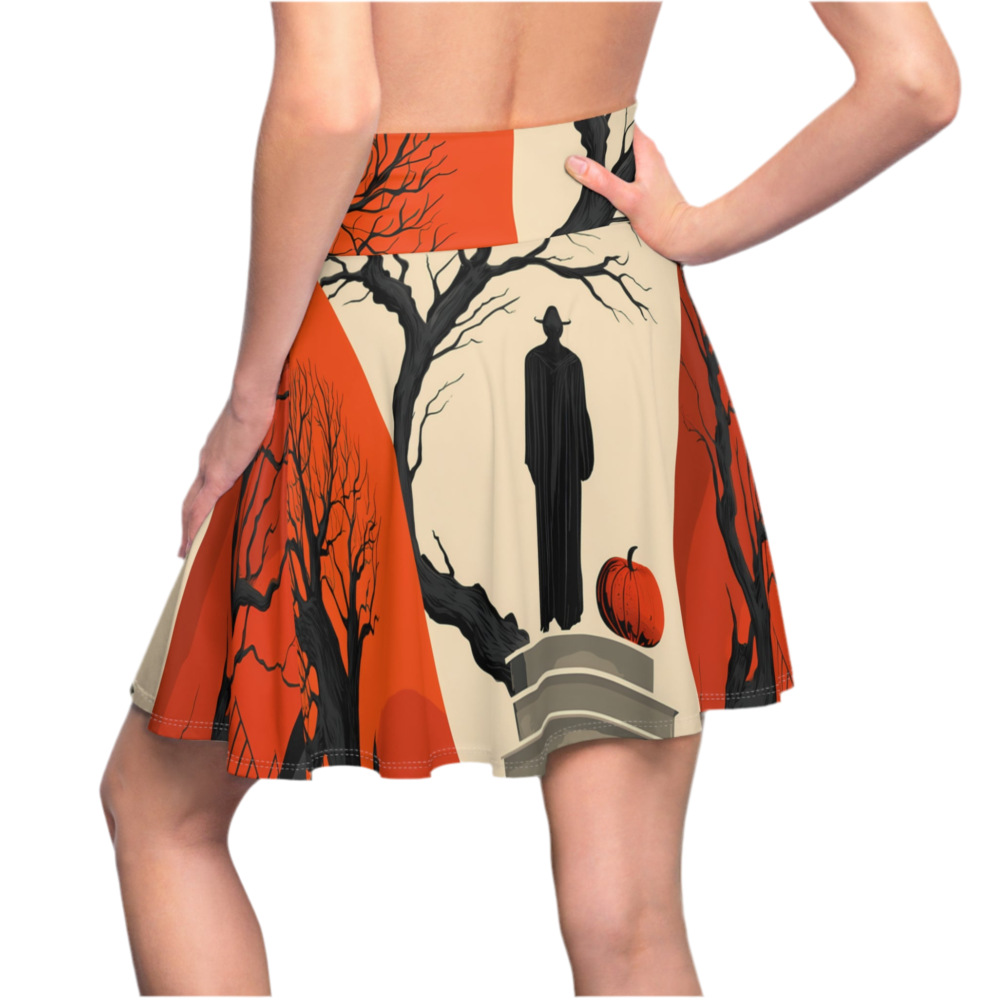 Maison Verne Halloween Ltd. Edition Women's Skater Skirt "Hall of Shadows" - 🎃👻 Wicked Elegance No. 23 👻🎃
