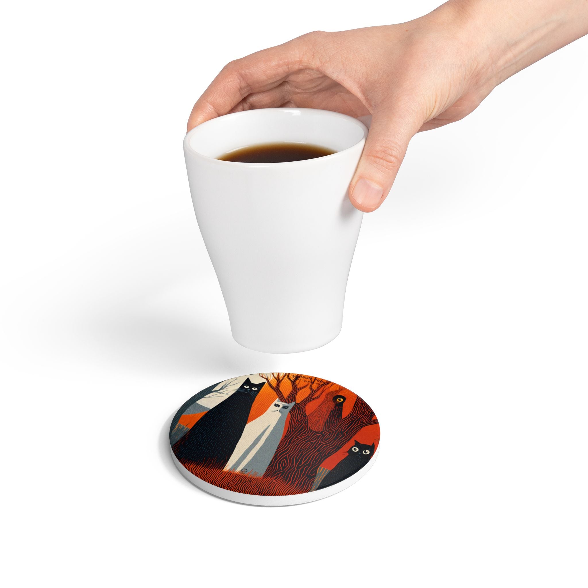 HALLOWEEN LIMITED EDITION ceramic coaster "Silent Guardians" - 🎃👻 Wicked Elegance No. 45 👻🎃