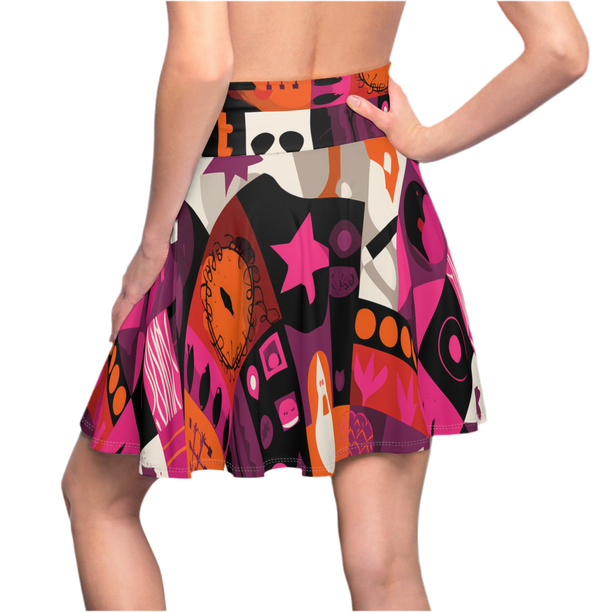 Maison Verne Halloween Ltd. Edition Women's Skater Skirt "Neon Macabre" - 🎃👻 Wicked Elegance No. 76 👻🎃