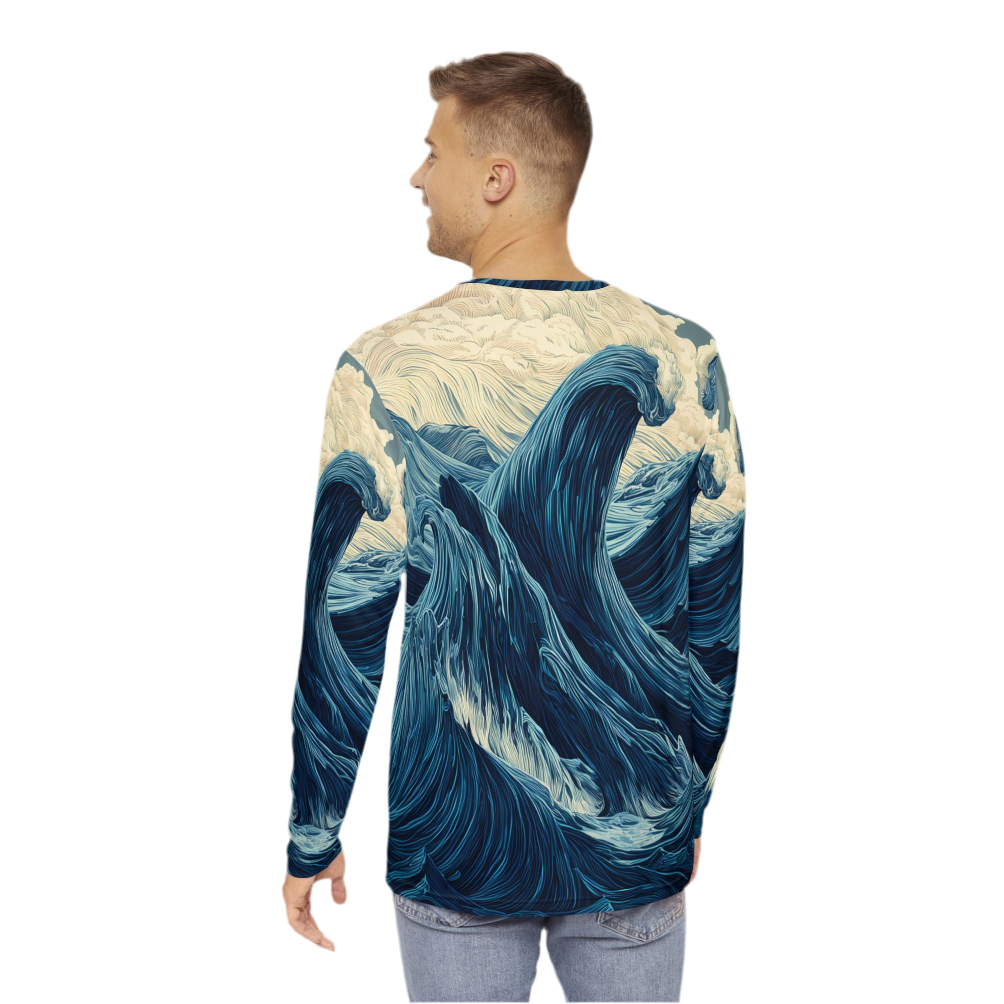 Maison Verne Plus Size Männer Long Sleeve Shirt - Opal Depths No. 38