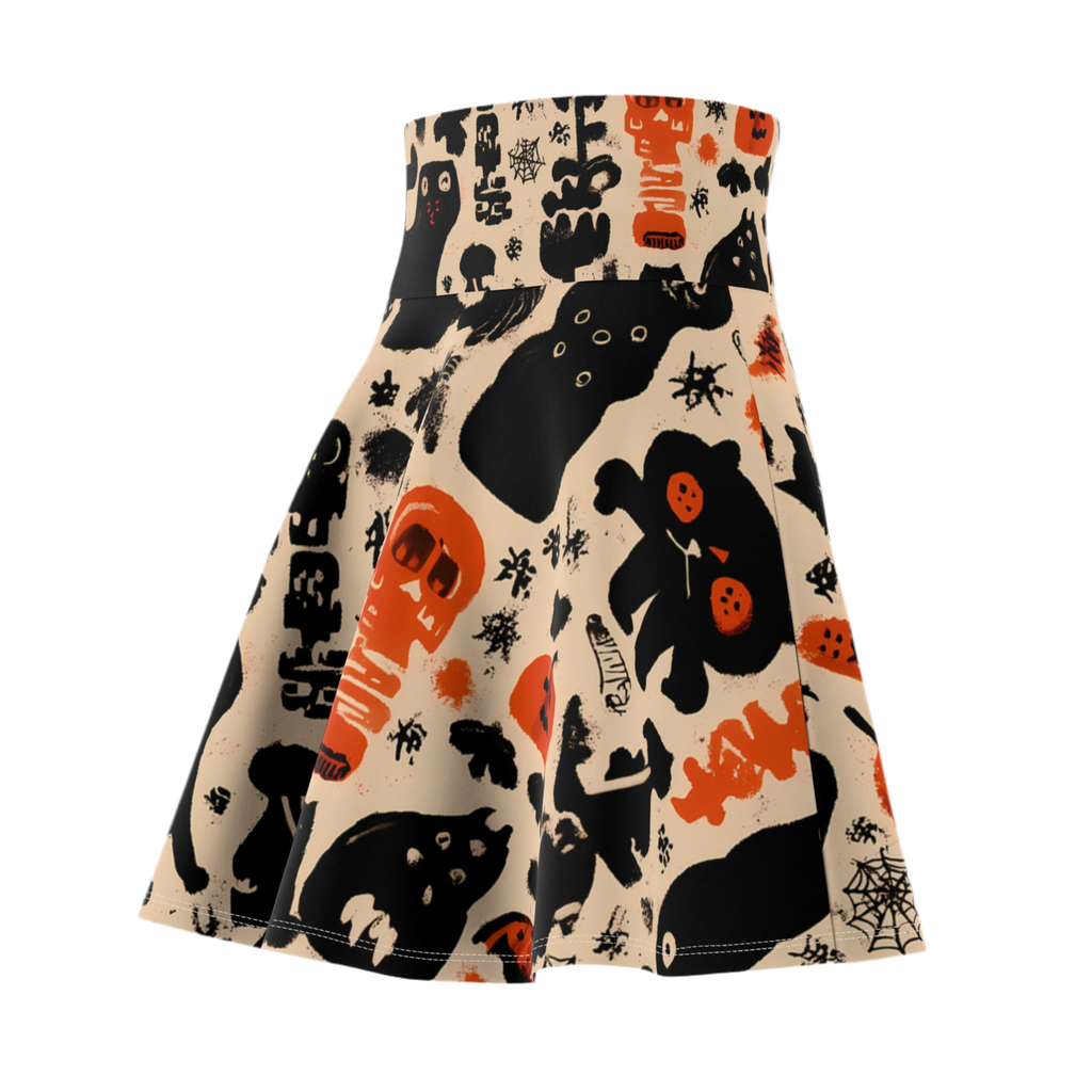 Maison Verne Halloween Ltd. Edition Women's Skater Skirt "Pumpkin Parade" - 🎃👻 Wicked Elegance No. 77 👻🎃
