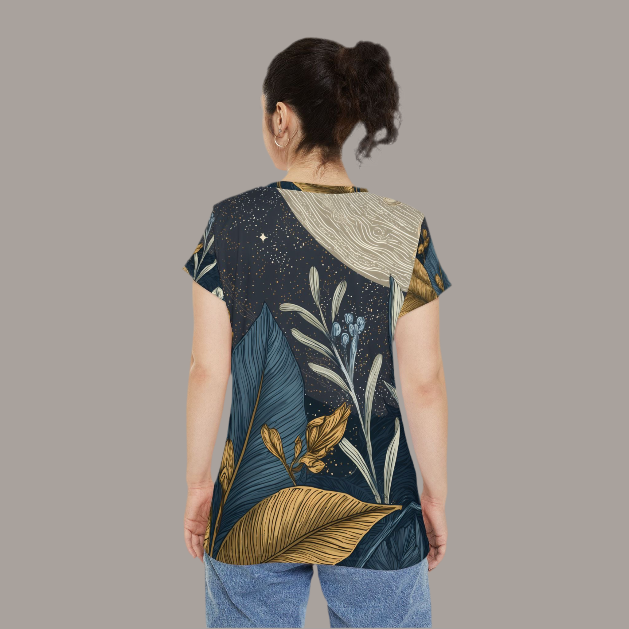 Maison Verne Damen Shirt "Golden Orbit" - Cosmic Botanicals No. 93