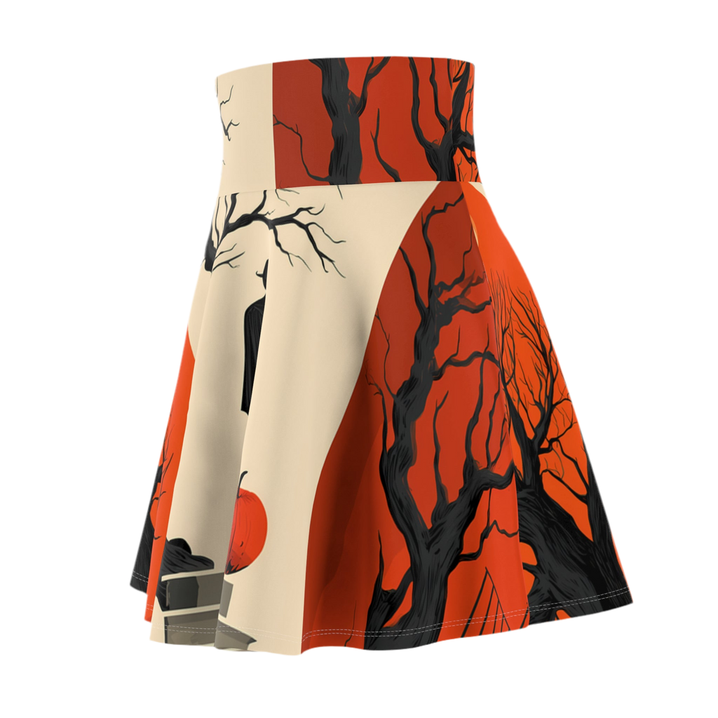 Maison Verne Halloween Ltd. Edition Women's Skater Skirt "Hall of Shadows" - 🎃👻 Wicked Elegance No. 23 👻🎃